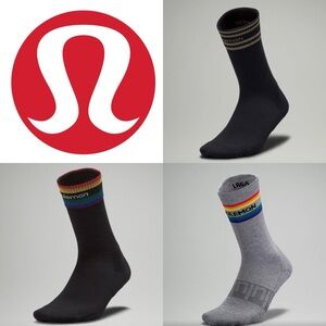 NWT lululemon athletica Men's Black and Gray Athletic Socks Trio